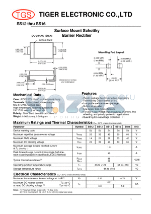 SS13 datasheet - Surface Mount Schottky Barrier Rectifier