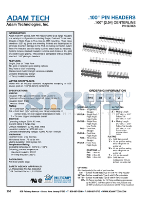 PH2PH2UB datasheet - .100 PIN HEADERS