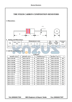 RS11-1/2W-470 datasheet - THE FIXED CARBON COMPOSITION RESISTORS