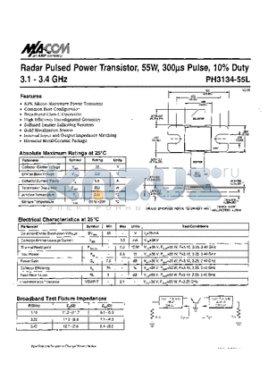 PH3134-55L datasheet - Radar Pulsed Power Transistor, SW, 300ms Pulse, 10% Duty 3.1 - 3.4 GHz