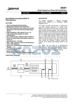 X9261US24 datasheet - Dual Digitally-Controlled Potentiometers
