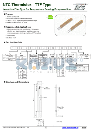 TTF3A103H34D1 datasheet - Insulation Film Type for Temperature Sensing/Compensation