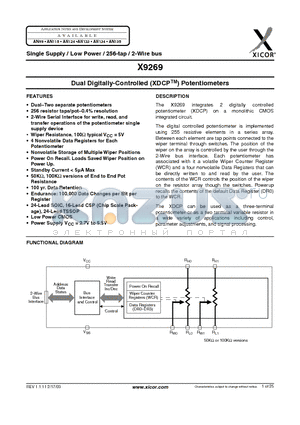 X9269US24-2.7 datasheet - Dual Digitally-Controlled Potentiometers