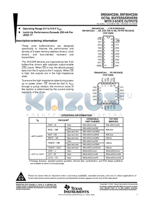 SN54AHC244_08 datasheet - OCTAL BUFFERS/DRIVERS WITH 3-STATE OUTPUTS