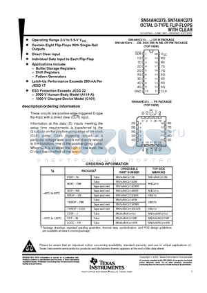 SN54AHC273_08 datasheet - OCTAL D-TYPE FLIP-FLOPS WITH CLEAR