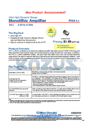 PHA-1+ datasheet - Monolithic Amplifier