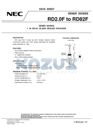 RD2.7F datasheet - ZENER DIODES 1 W DO-41 GLASS SEALED PACKAGE