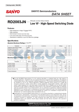 RD2003JN datasheet - Diffused Junction Silicon Diode Low VF - High-Speed Switching Diode