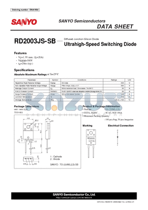RD2003JS-SB datasheet - Ultrahigh-Speed Switching Diode