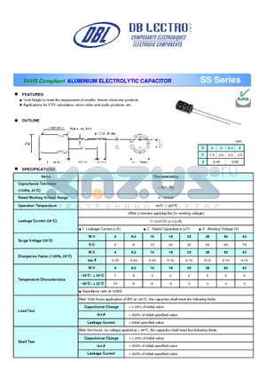 SS1A100LT datasheet - ALUMINIUM ELECTROLYTIC CAPACITOR