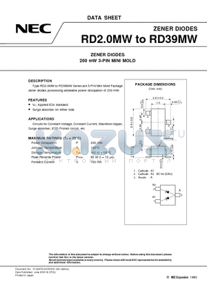 RD20MW datasheet - ZENER DIODES 200 mW 3-PIN MINI MOLD