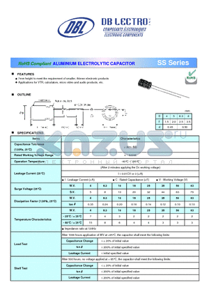 SS1A221LR datasheet - ALUMINIUM ELECTROLYTIC CAPACITOR