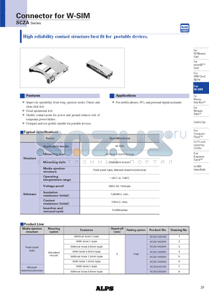 SCZA1A0500 datasheet - Connector for W-SIM