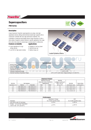 PHB-5R0V255-R datasheet - Supercapacitors