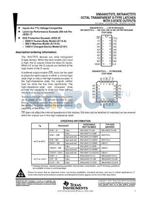 SN54AHCT573_08 datasheet - OCTAL TRANSPARENT D-TYPE LATCHES WITH 3-STATE OUTPUTS