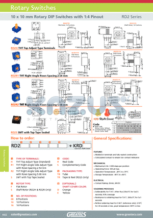 RD2H08RTRB datasheet - 10 x 10 mm Rotary DIP Switches with 1:4 Pinout
