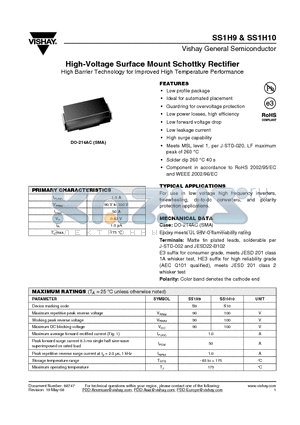 SS1H9_08 datasheet - High-Voltage Surface Mount Schottky Rectifier