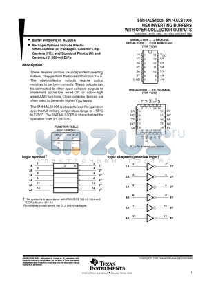 SN54ALS1005FK datasheet - HEX INVERTING BUFFERS WITH OPEN-COLLECTOR OUTPUTS