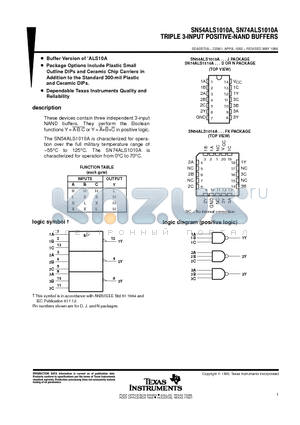 SN54ALS1010A_08 datasheet - TRIPLE 3-INPUT POSITIVE-NAND BUFFERS