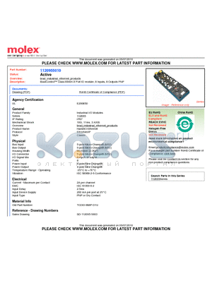 SD-112095-5003 datasheet - BradControl Class 60mm 8 Port IO module, 8 Inputs, 8 Outputs PNP