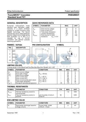 PHB50N03T datasheet - TrenchMOS transistor Standard level FET