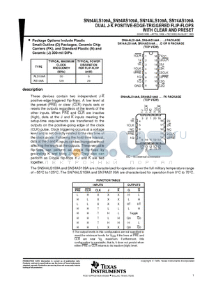 SN54ALS109AFK datasheet - DUAL J-K POSITIVE-EDGE-TRIGGERED FLIP-FLOPS WITH CLEAR AND PRESET