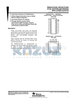 SN54ALS1244AJ datasheet - OCTAL BUFFERS AND DRIVERS WITH 3-STATE OUTPUTS