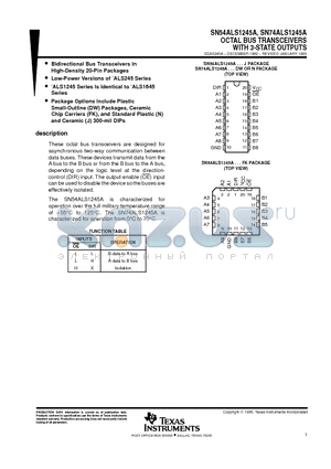 SN54ALS1245 datasheet - OCTAL BUS TRANSCEIVERS WITH 3-STATE OUTPUTS