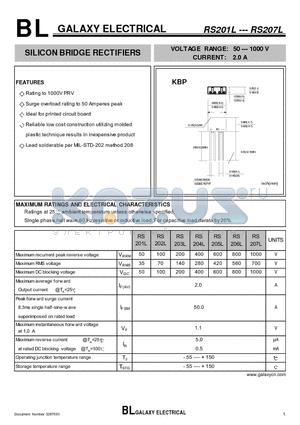 RS201L datasheet - SILICON BRIDGE RECTIFIERS