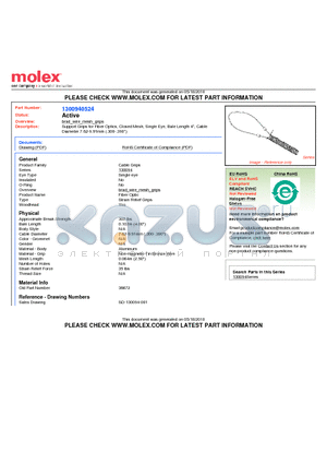 SD-130094-001 datasheet - Support Grips for Fiber Optics, Closed Mesh, Single Eye, Bale Length 4