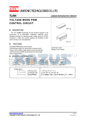 TL494 datasheet - VOLTAGE MODE PWM CONTROL CIRCUIT