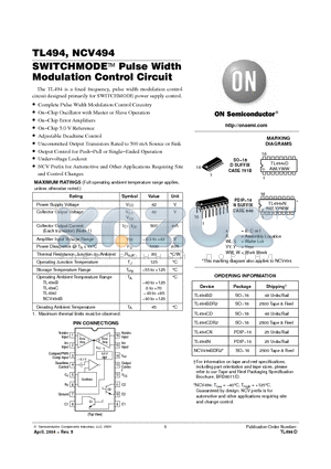 TL494BDR2 datasheet - SWITCHMODE PULSE WIDTH MODULATION CONTROL CIRCUIT