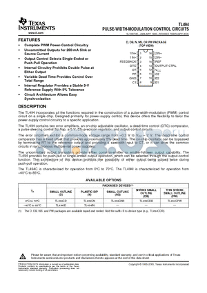 TL494CD datasheet - PULSE-WIDTH-MODULATION CONTROL CIRCUITS