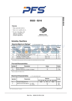 SS210 datasheet - Schottky Rectifiers