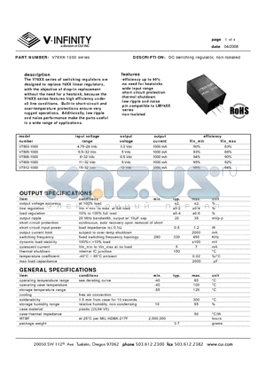 V7805-1000 datasheet - DC switching regulator, non-isolated