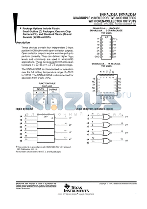 SN54ALS33AFK datasheet - QUADRUPLE 2-INPUT POSITIVE-NOR BUFFERS WITH OPEN-COLLECTOR OUTPUTS