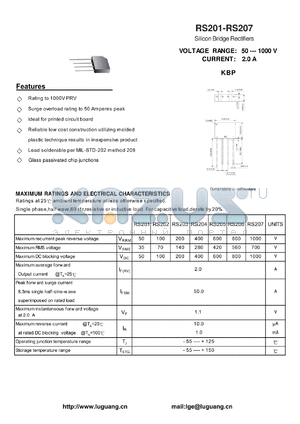 RS207 datasheet - Silicon Bridge Rectifiers