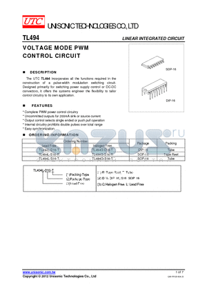 TL494_12 datasheet - VOLTAGE MODE PWM CONTROL CIRCUIT