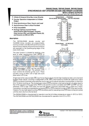 SN54ALS569AJ datasheet - SYNCHRONOUS 4-BIT UP/DOWN DECADE AND BINARY COUNTERS WITH 3-STATE OUTPUTS