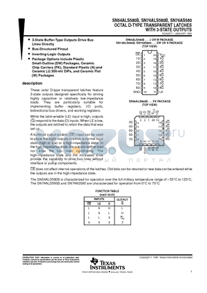 SN54ALS580 datasheet - OCTAL D-TYPE TRANSPARENT LATCHES WITH 3-STATE OUTPUTS