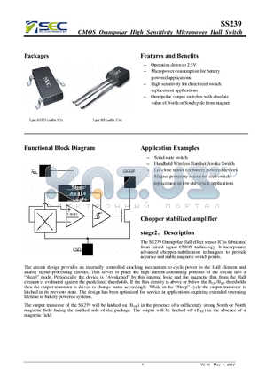 SS239 datasheet - CMOS Omnipolar High Sensitivity Micropower Hall Switch