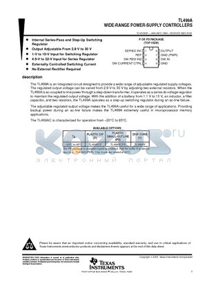 TL499ACP datasheet - WIDE-RANGE POWER-SUPPLY CONTROLLERS