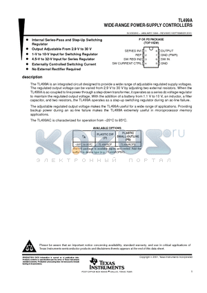 TL499ACP datasheet - WIDE-RANGE POWER-SUPPLY CONTROLLERS