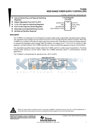 TL499ACPS datasheet - WIDE-RANGE POWER-SUPPLY CONTROLLERS