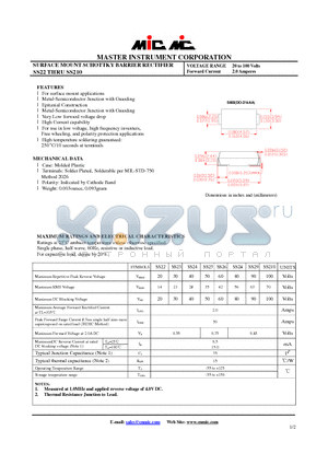 SS24 datasheet - SURFACE MOUNT SCHOTTKY BARRIER RECTIFIER