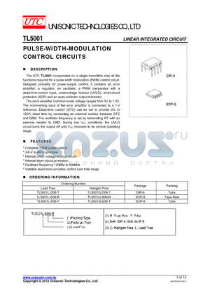 TL5001 datasheet - PULSE-WIDTH-MODULATION CONTROL CIRCUITS