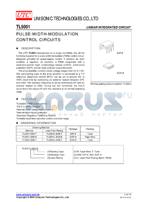 TL5001-D08-T datasheet - PULSE-WIDTH-MODULATION CONTROL CIRCUITS
