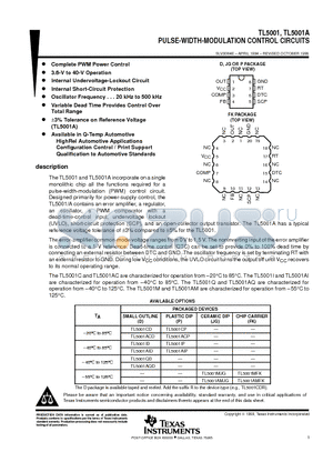 TL5001AD datasheet - PULSE-WIDTH-MODULATION CONTROL CIRCUITS