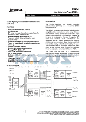X9400WS24ZT1 datasheet - Quad Digitally Controlled Potentiometers