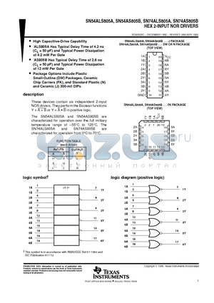 SN54ALS805A datasheet - HEX 2-INPUT NOR DRIVERS